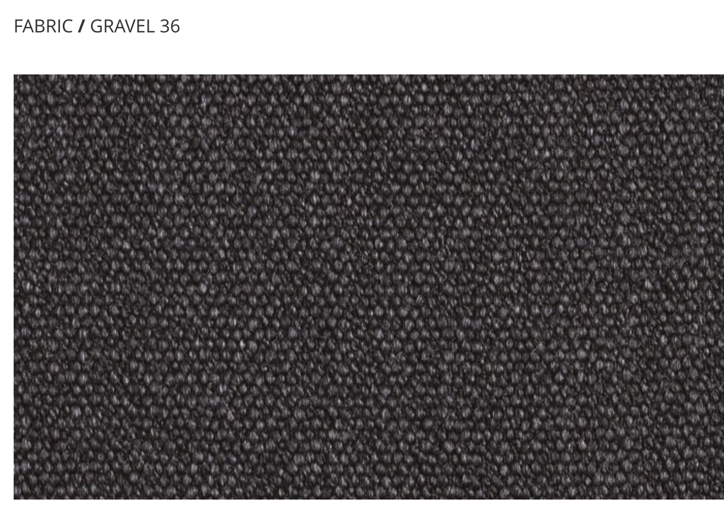 Close-up of Eilersen Float High Sectional Sofa fabric in Gravel 36, showcasing dark textured upholstery option for custom configurations.