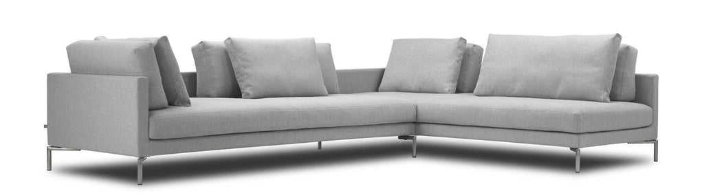 Eilersen Plano Sectional Sofa in light grey fabric with L-shape configuration, ideal for spacious modern living rooms.