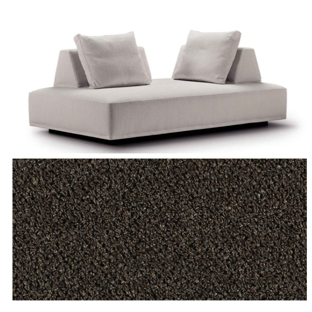 Eilersen Playground Sofa in beige fabric with dark boucle swatch, offering a tactile and elegant upholstery option.