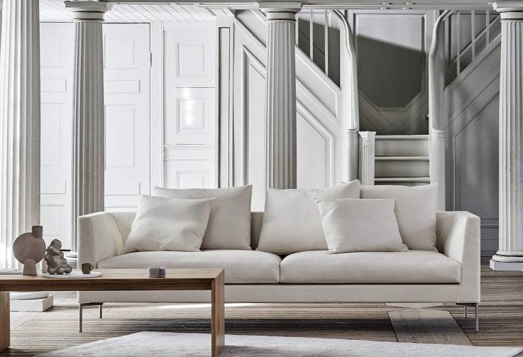 Gravel 7 Ra Sofa by Eilersen placed in a classic interior with white columns, available for quick ship at Trade Source Furniture.