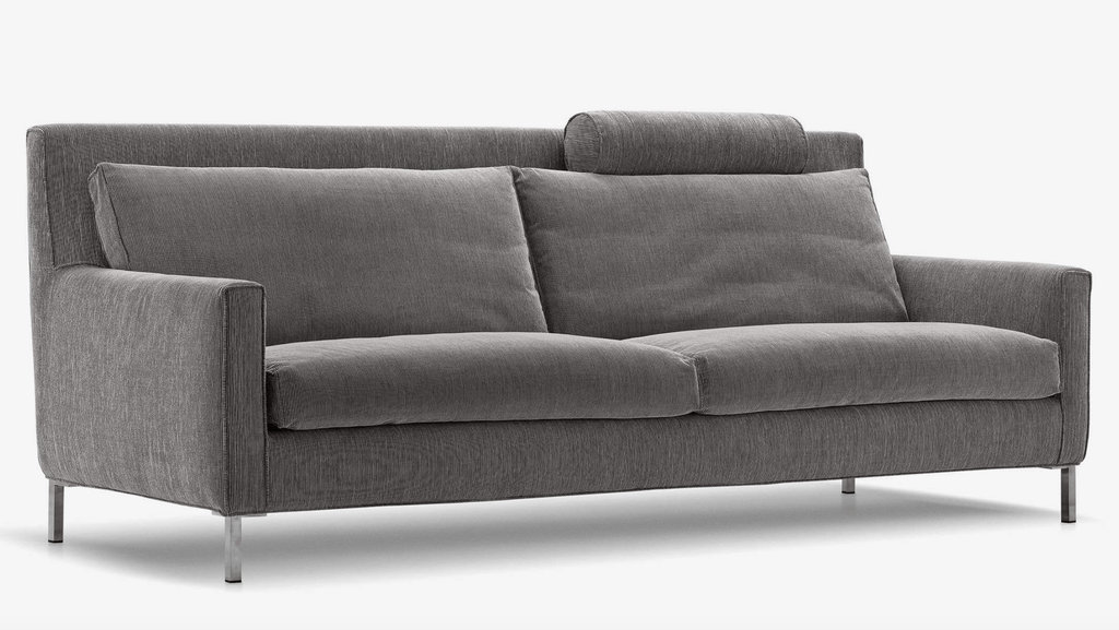 Streamline High Back Sofa by Eilersen in dark grey fabric with plush cushions and metal legs, ideal for modern furniture collections.