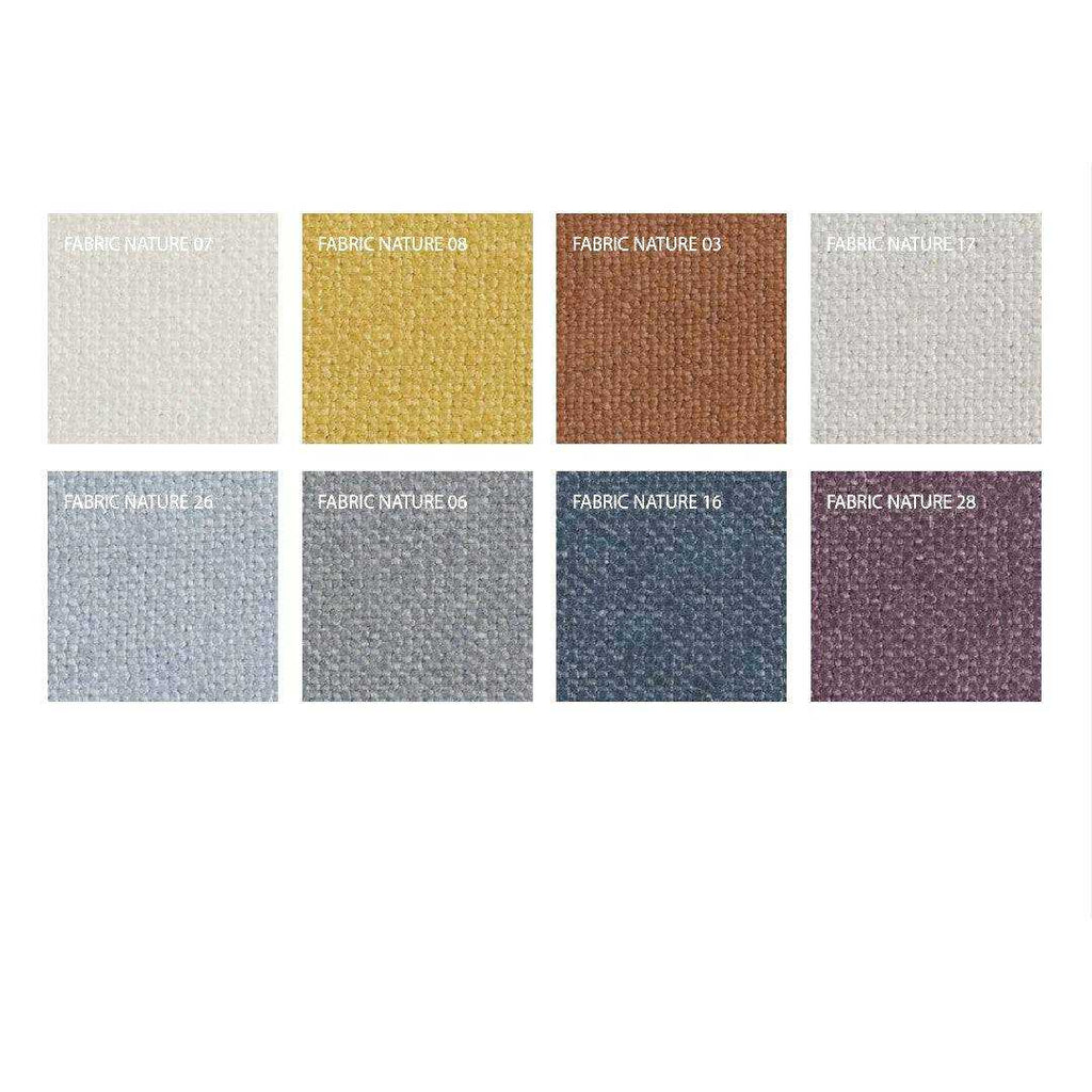 Fabric Nature swatch options for Streamline Sofa by Eilersen at Trade Source Furniture, showing 8 colorful and soft textured fabric choices.