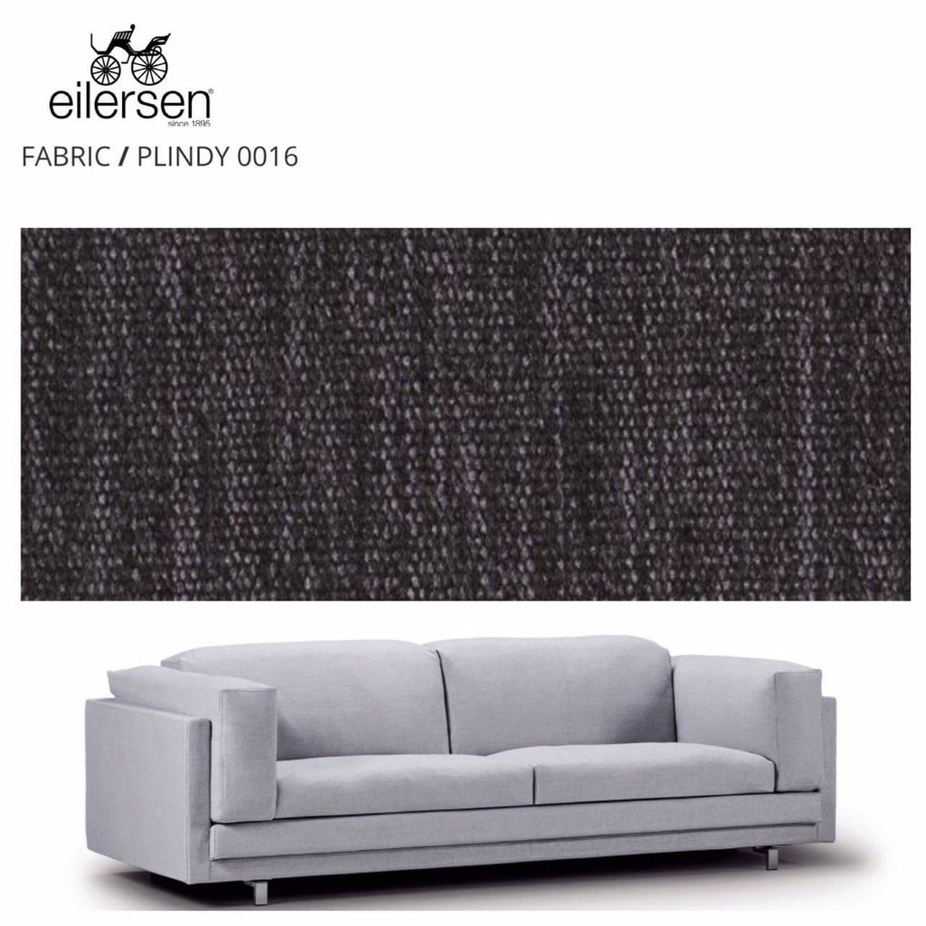 Eilersen Tub Sofa in light grey upholstery with a swatch of Plindy 0016 fabric shown above for comparison at Trade Source Furniture.