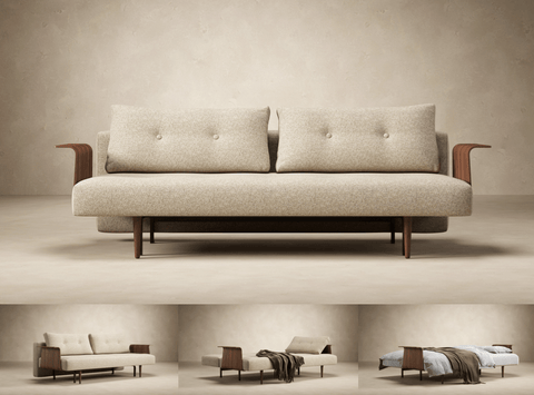 Recast Plus Sofa with Walnut Arms - Innovation Living