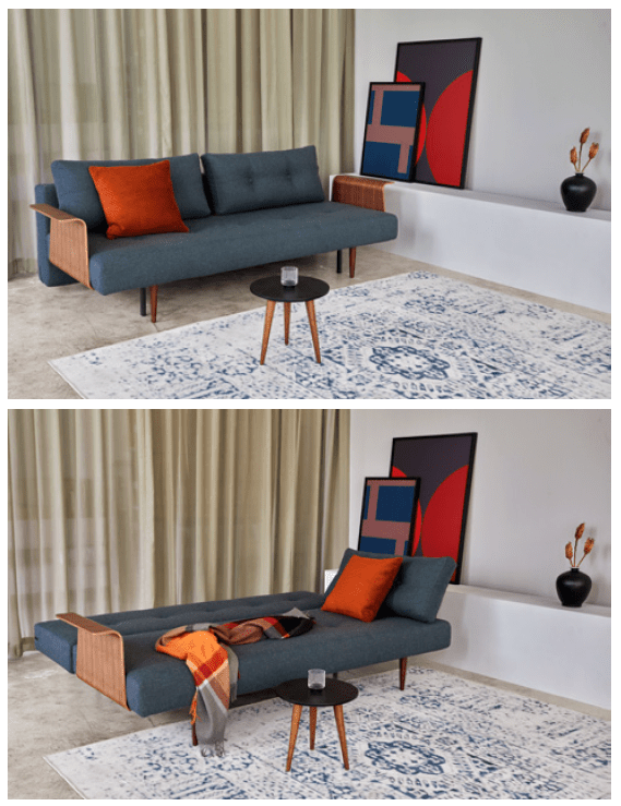 Recast Plus Sofa with Walnut Arms - Trade Source Furniture
