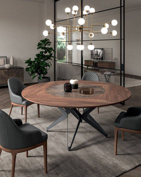 DNA Round Dining Table with Rotating Ceramic Center - Trade Source Furniture