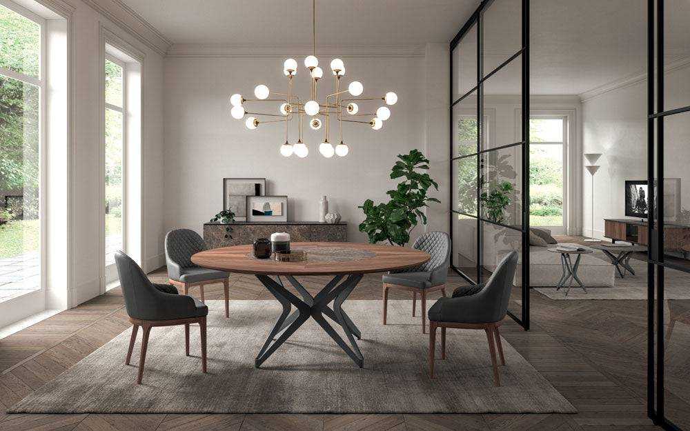 DNA Round Dining Table with Rotating Ceramic Center - Trade Source Furniture