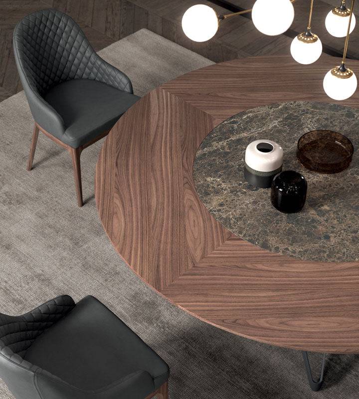 DNA Round Dining Table with Rotating Ceramic Center - Trade Source Furniture