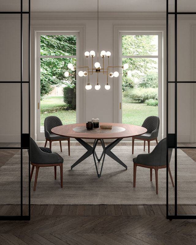 DNA Round Dining Table with Rotating Ceramic Center - Trade Source Furniture