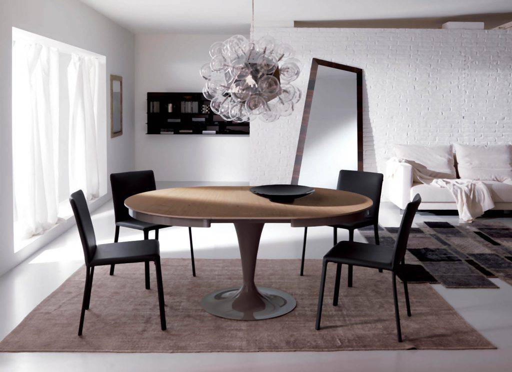 Eclipse Wood Round Extension Dining Table - Ozzio Italia