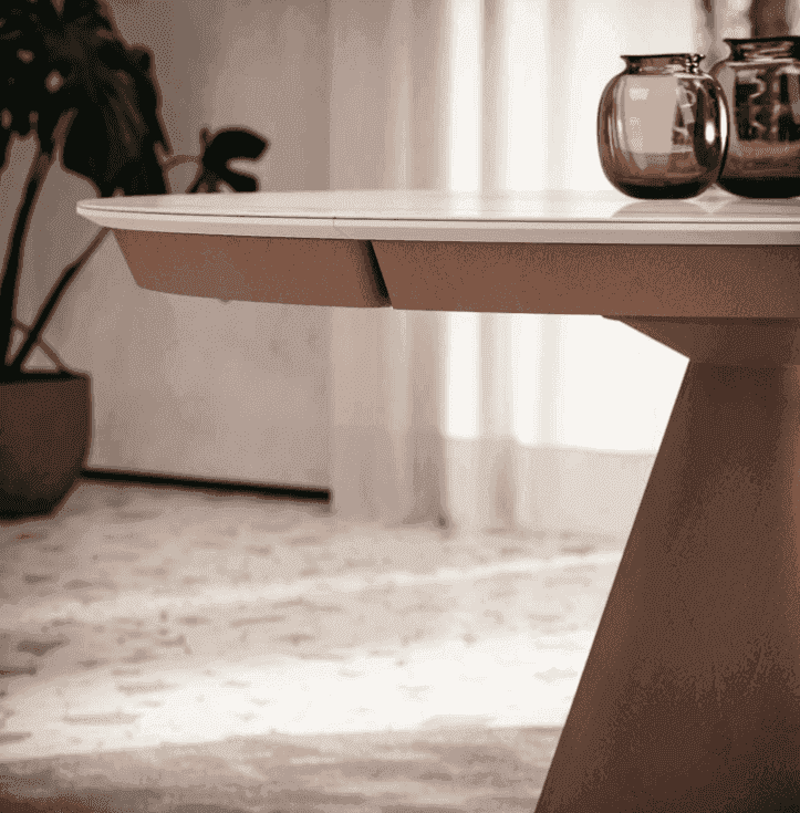 Lycos Round Extendable Marble Glass Dining Table - Ozzio Italia