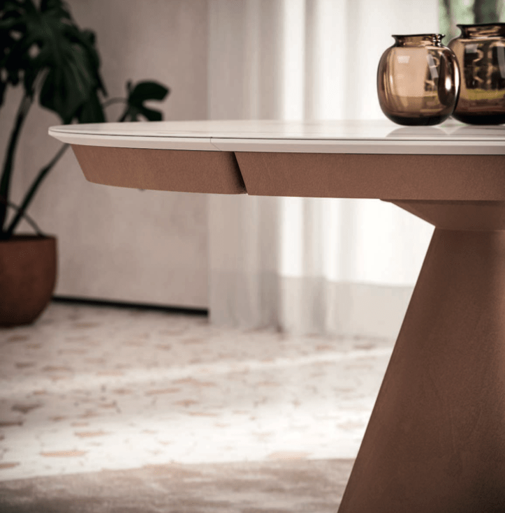 Lycos Round Extendable Wood Dining Table - Ozzio Italia