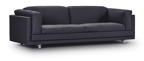 Angled view of the Tub Sofa by Eilersen in Plindy 16 fabric, showcasing its bold structure and soft upholstery.