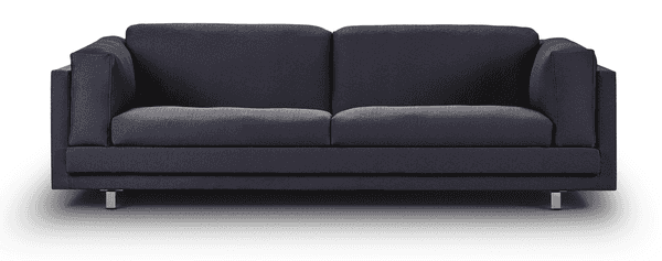 Front view of the Eilersen Tub Sofa in Plindy 16 fabric, featuring deep seats and modern metal legs at Trade Source Furniture.