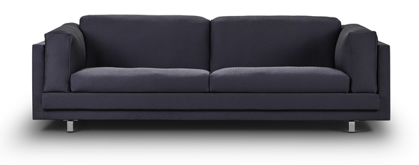 Front view of the Eilersen Tub Sofa in Plindy 16 fabric, featuring deep seats and modern metal legs at Trade Source Furniture.