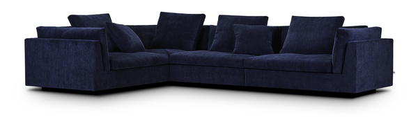 Studio shot of navy blue Float Sofa sectional by Eilersen with deep seating. Customizable at Trade Source Furniture.