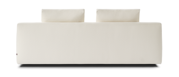 Rear view of the Aton Mini Sofa by Eilersen in white, showing its clean, boxy backrest design. Perfect for open-plan layouts and modern aesthetics.
