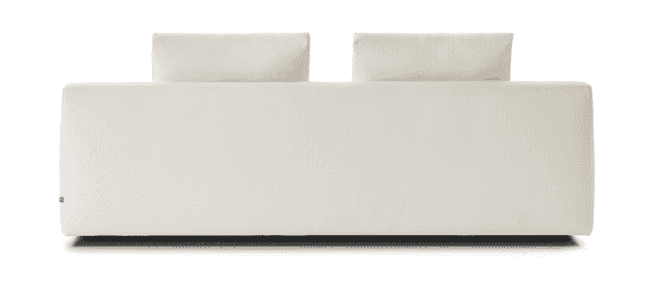 Rear view of the Aton Mini Sofa by Eilersen in white, showing its clean, boxy backrest design. Perfect for open-plan layouts and modern aesthetics.