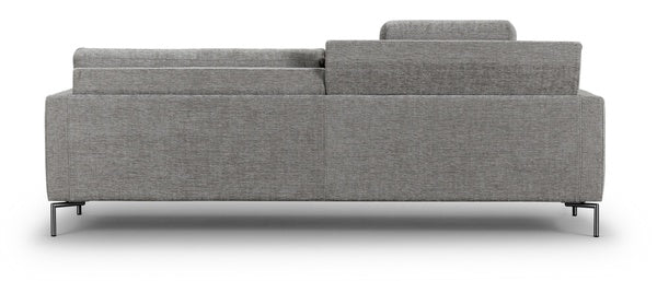 Back view of the Quick Ship Lift Sofa by Eilersen in grey, showing structured design and dual adjustable backrests.