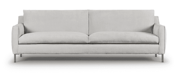 Front view of the Streamline Sofa by Eilersen at Trade Source Furniture in light beige fabric, showcasing its minimalist modern design.