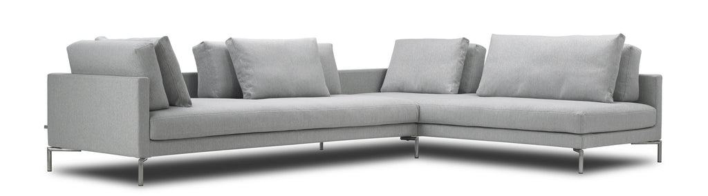 Eilersen Plano Sectional Sofa in light grey with L-shape layout, designed for modern interiors and quick ship availability.