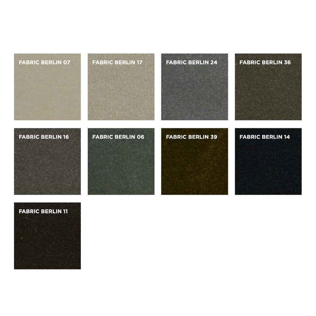 Berlin fabric swatches for Eilersen Baseline Sofa, offering a variety of rich and muted tones for modern upholstery customization.