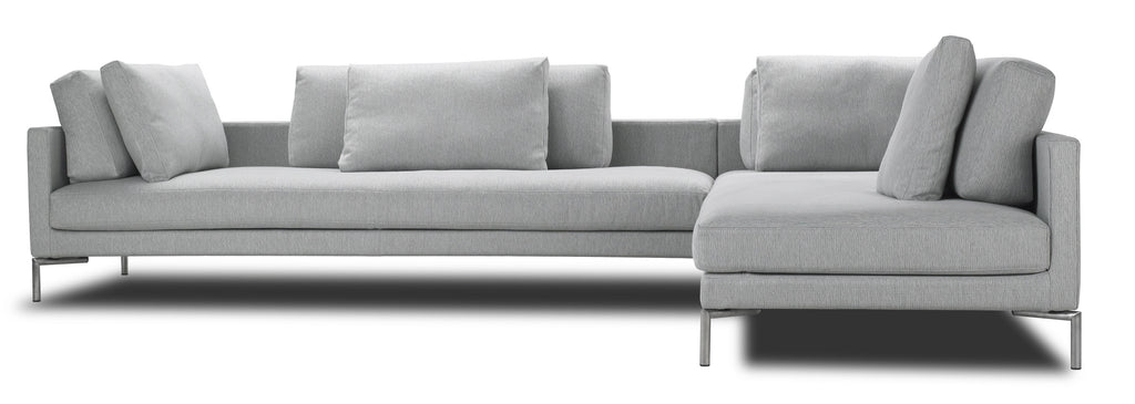 Front-facing Eilersen Plano Sectional Sofa in light grey, ideal for contemporary living spaces with minimalist decor.
