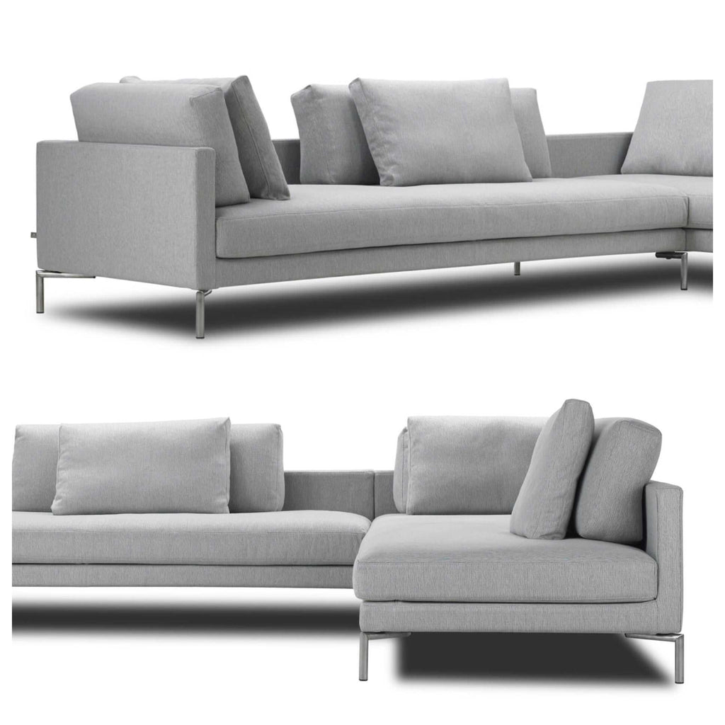 Level fabric swatches for Eilersen Plano Sofa in neutral tones, including Level 37, 26, 24, 16, 31, and 14 for custom upholstery.