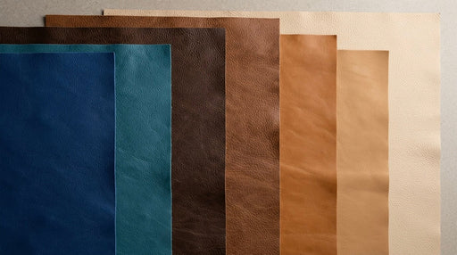 A collection of high-quality Italian leather swatches in various colors and textures, ideal for selecting premium leather sofas.
