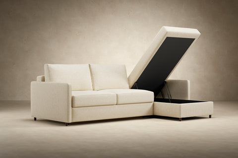 Neah Sofa Bed with Storage Chaise Lounger in Performance Fabric