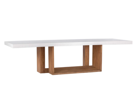 Lucca Outdoor Dining Table with Concrete Tabletop and Teak Wood Base
