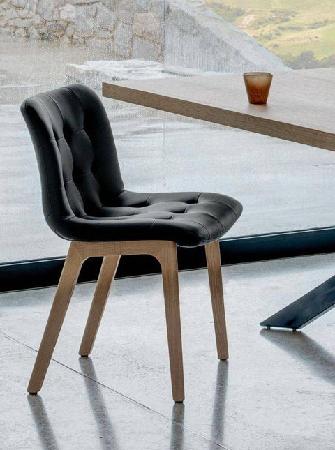 Kuga Dining Chair with Wood Legs by Bontempi Casa - Trade Source Furniture