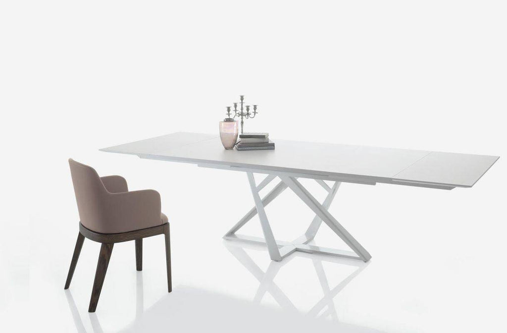 Millennium Glass 75" to 114" Extending Dining Table by Bontempi Casa - Trade Source Furniture