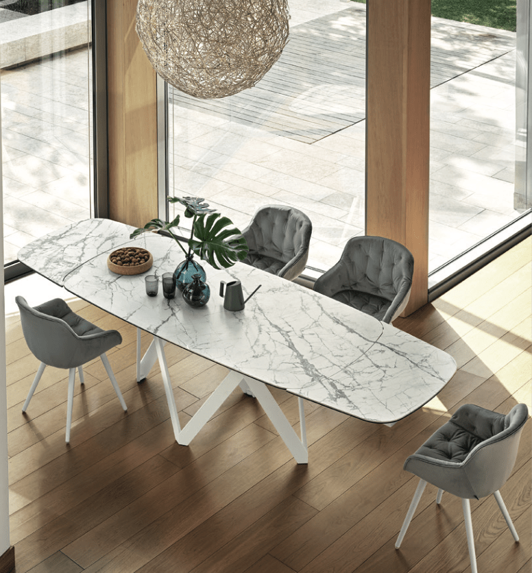 Cartesio Marble Elliptical Dining Table - Trade Source Furniture