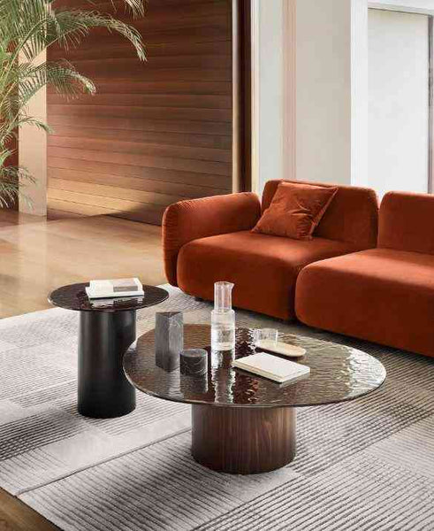 Ginza Sofa with Curved Backs and Round Chaise by Calligaris