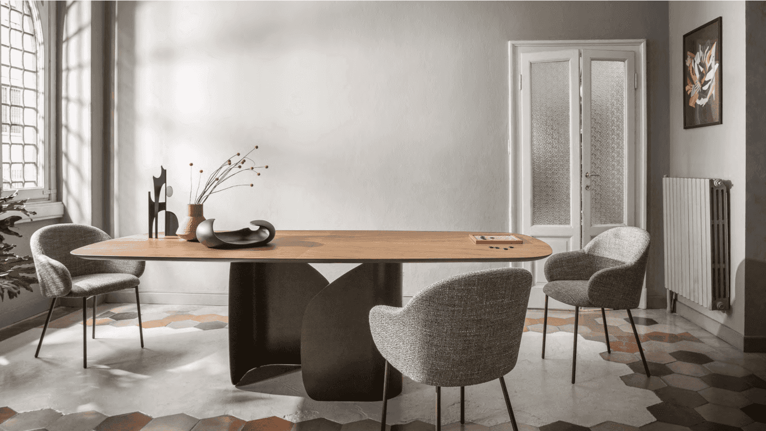 Twins Elliptical Wood Dining Table Designed by Calligaris Studio