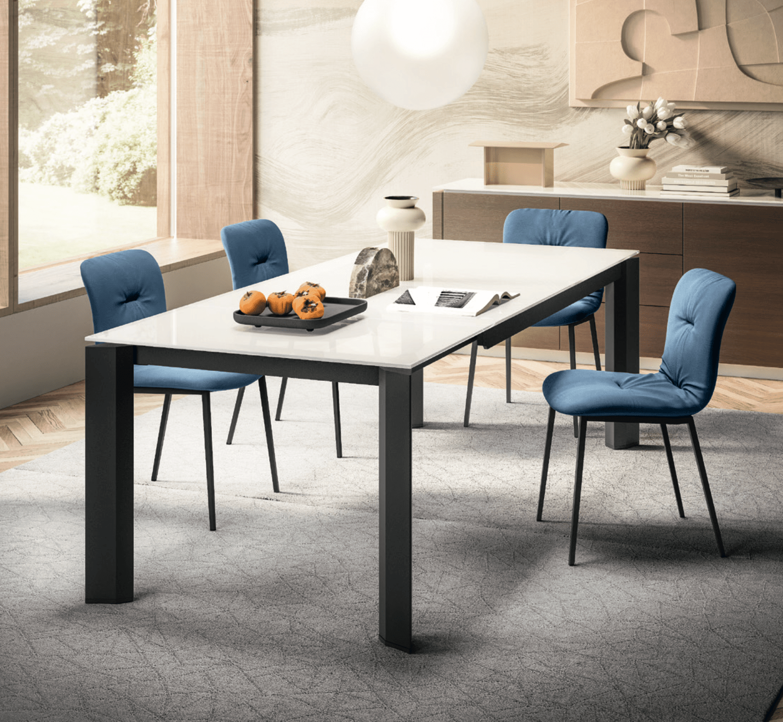 ユキコCalligaris Delta Extending Table CS4097 Delta 63in to 86.5in Extendable Dining Table