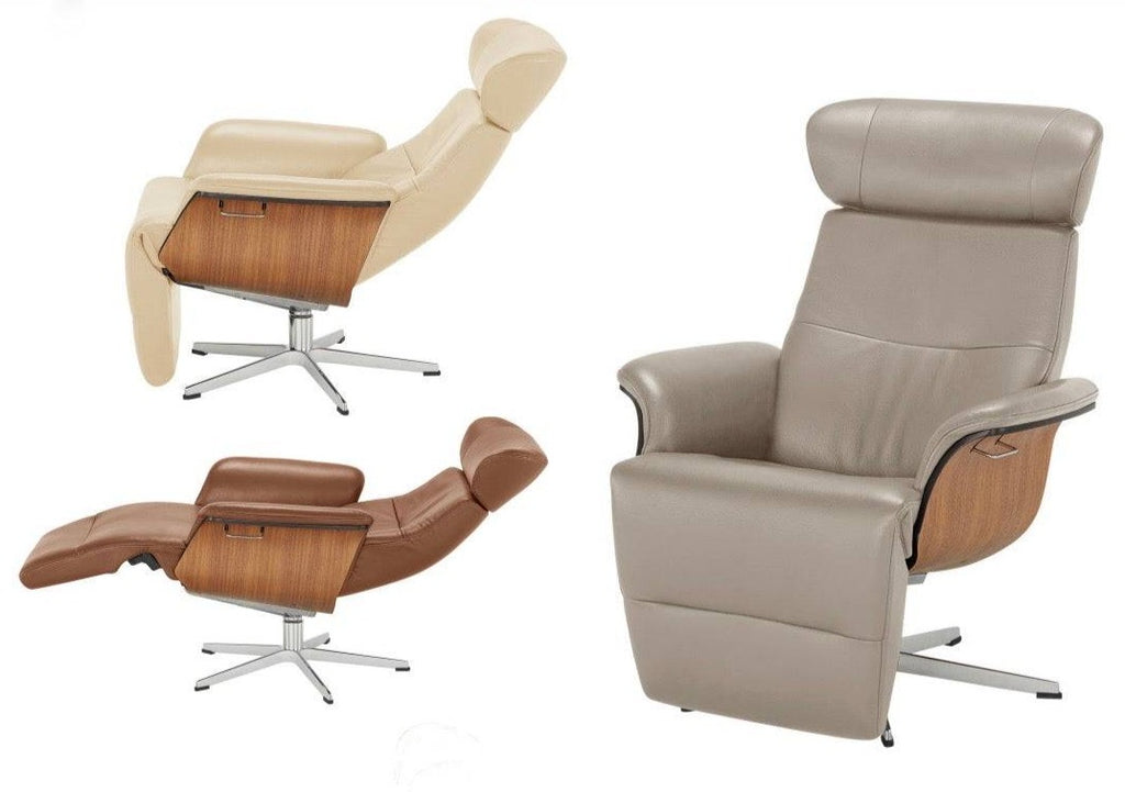 DESIGNER CONFORM TIMEOUT LEATHER SWIVEL RECLINING CHAIR - INTEGRATED LEG  REST