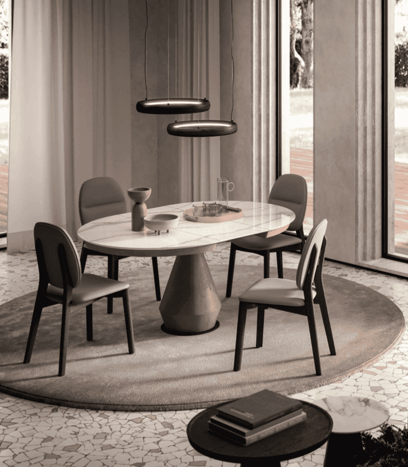 ラウンドテーブル L W68.5×D68.5×H38cm Shop the Lycos 47 Round to 65 Oval Extendable Marble Glass Dining