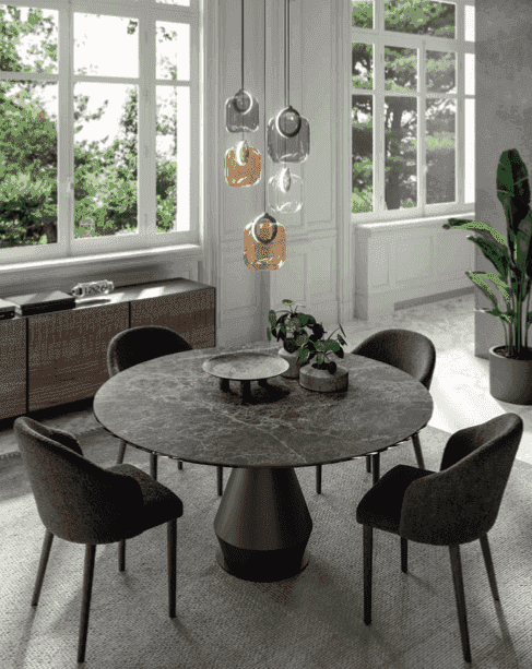 Shop the Lycos 47 Round to 65 Oval Extendable Marble Glass Dining