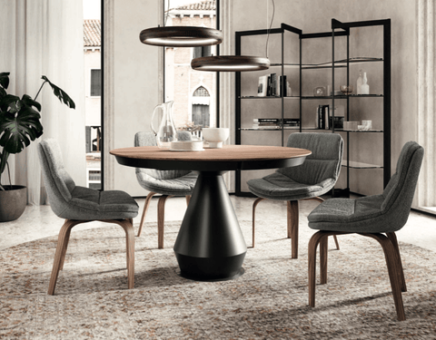 Lycos Round Extendable Wood Dining Table - Ozzio Italia