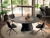 Veliero Wood Round Dining Table with Center Ceramic Tray