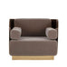 Vinci Occasional Chair in Vic Platinum Mohair with Mirrored Brass - Trade Source Furniture