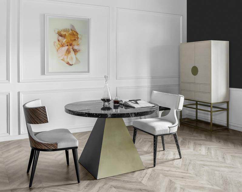 48" Round Louis Dining Table with Marble Top - Trade Source Furniture