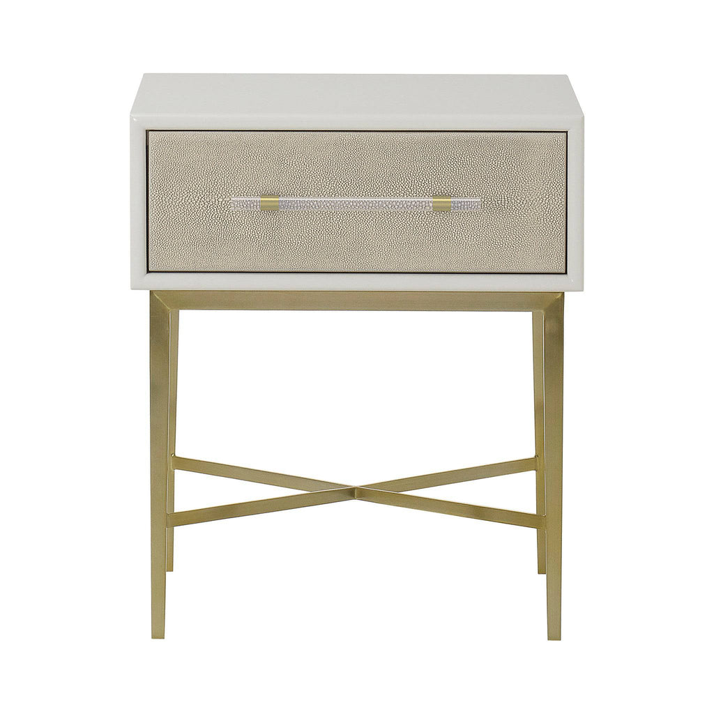 Alice 1 Drawer Nightstand in Ivory Emboss Shagreen - Trade Source Furniture