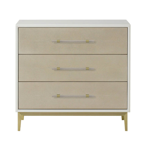 Alice 3 Drawer Nightstand in Ivory Emboss Shagreen - Trade Source Furniture