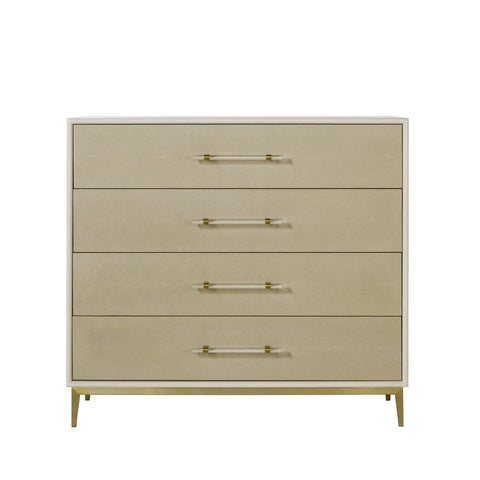 Alice Chest 4 Drawer in Ivory Emboss Shagreen - Trade Source Furniture