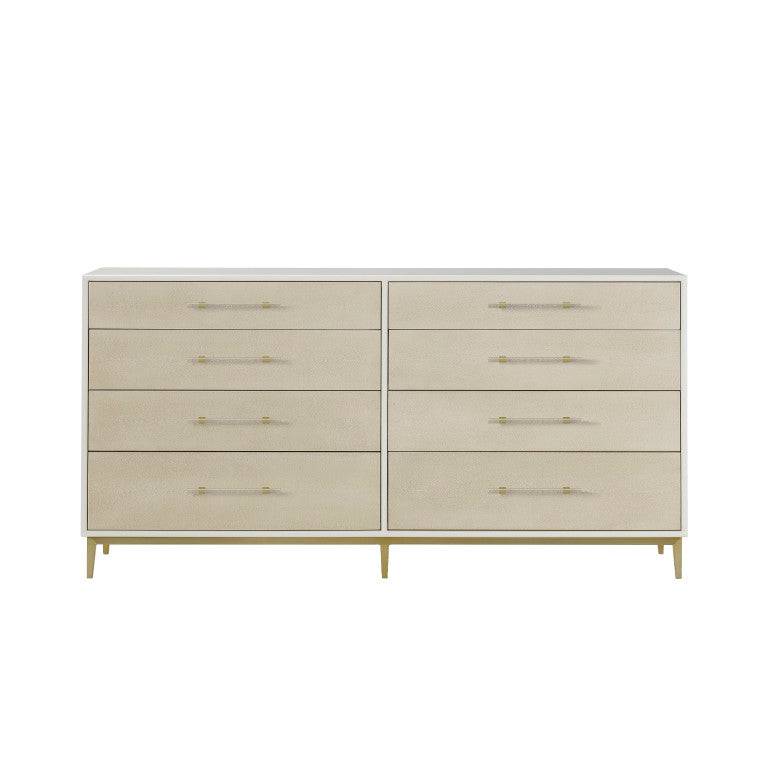 Alice Chest 8 Drawer in Ivory Emboss Shagreen - Trade Source Furniture