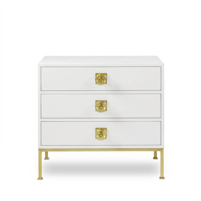 Formal 3 Drawer Chest White Lacquer - Trade Source Furniture