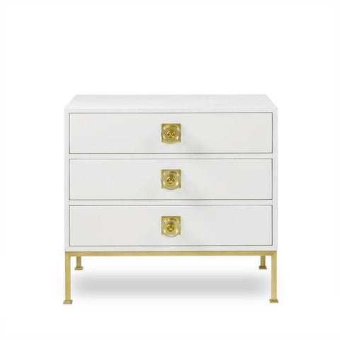 Formal 3 Drawer Chest White Lacquer - Trade Source Furniture